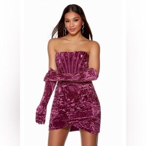 Alyce Paris Velvet Mini Dress w/ Gloves NWT